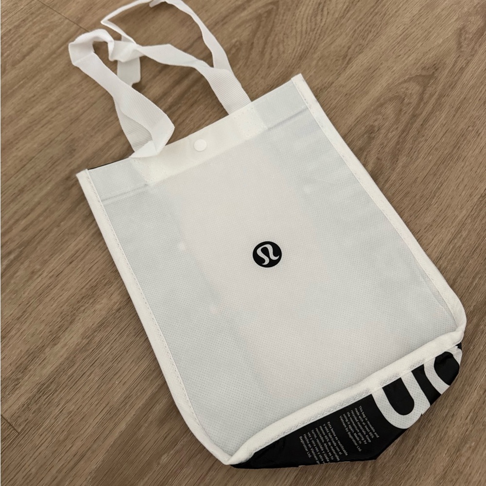 Lululemon White and Black Tote Bag